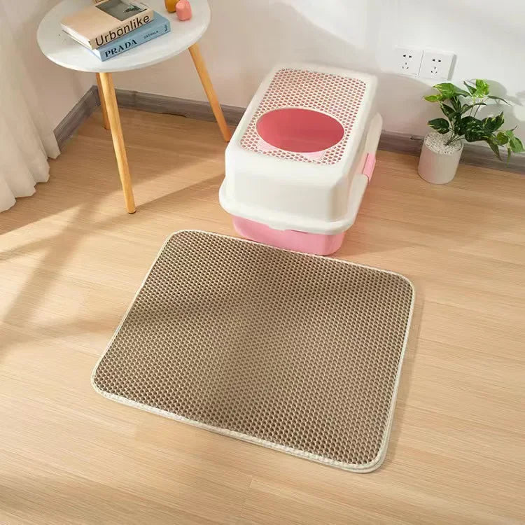 Double-layer waterproof cat litter mat by Pet Corner showing a soft, absorbent surface designed to trap litter and keep floors clean.