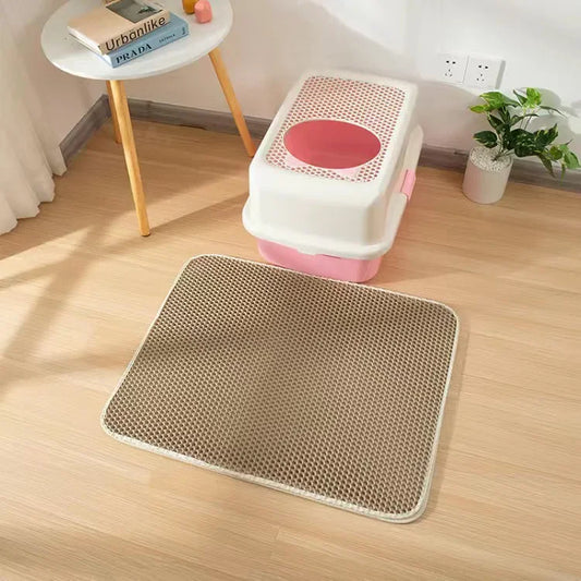 Double-layer waterproof cat litter mat by Pet Corner showing a soft, absorbent surface designed to trap litter and keep floors clean.