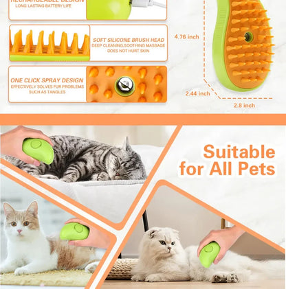 Steam Pet Brush for Cats & Dogs