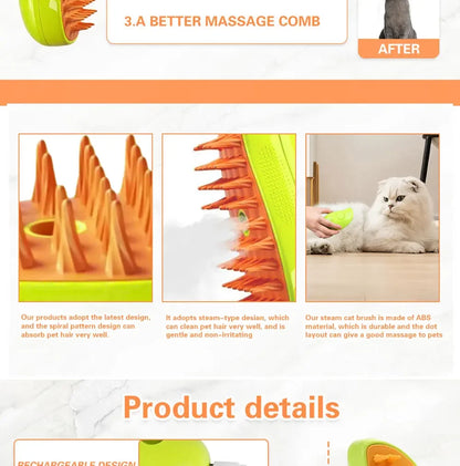 Steam Pet Brush for Cats & Dogs